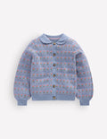 Strickjacke mit Kragen-Gletscherblau Meliert Rosen