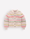 Collared Cardigan-Oatmeal Marl Flowers