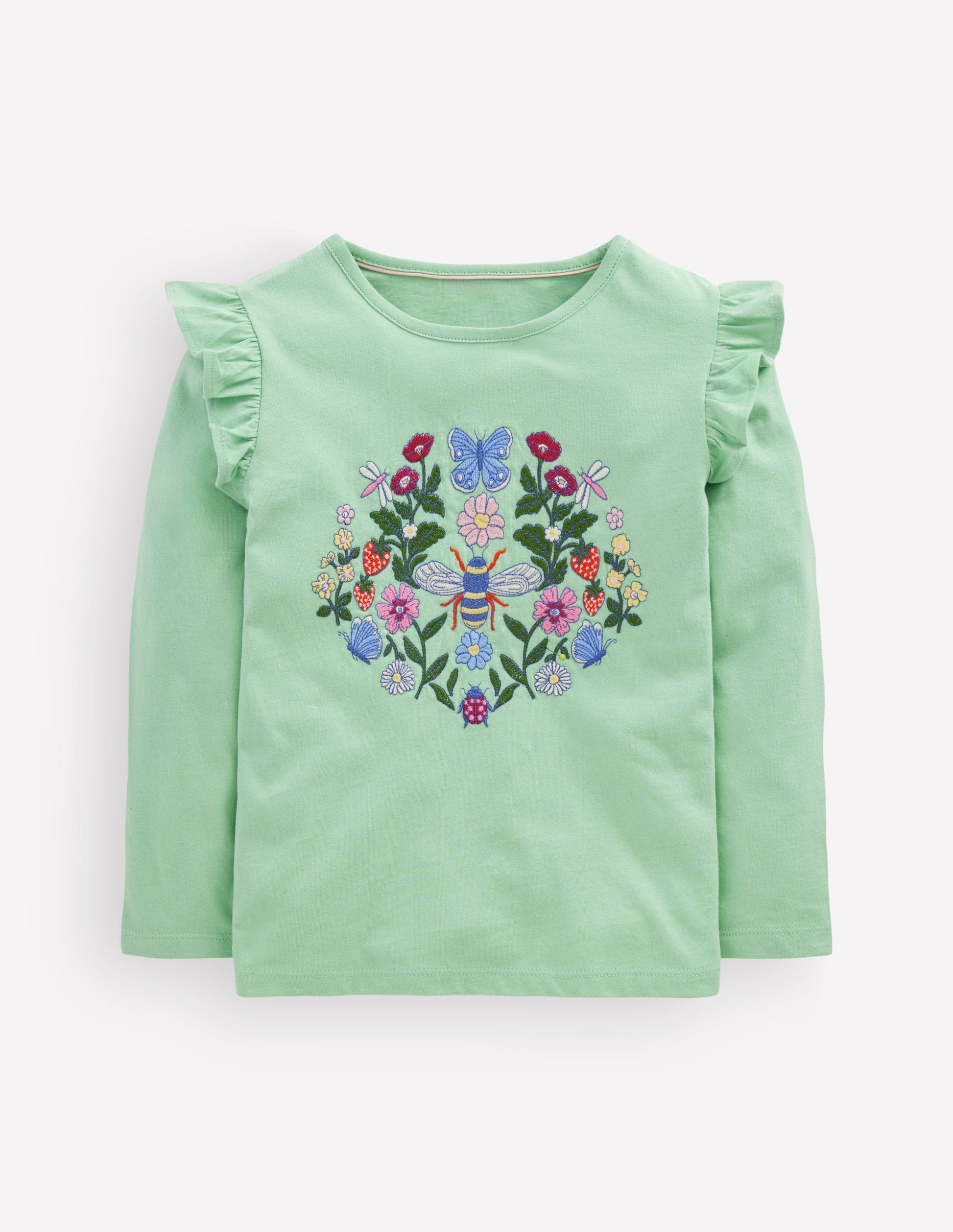 Langarmshirt mit Superstich-Design-Pistaziengrün Biene-1