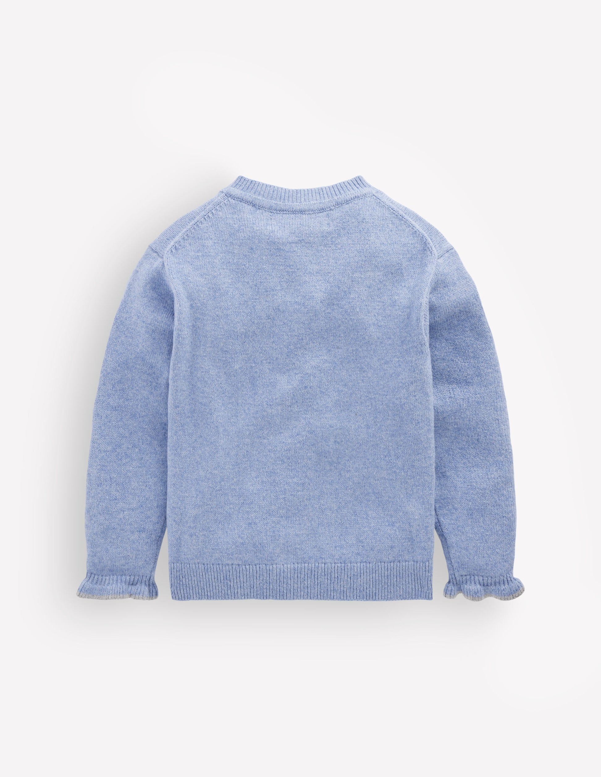 Cardigan à volants pour tous les jours-Bleu français chiné-4