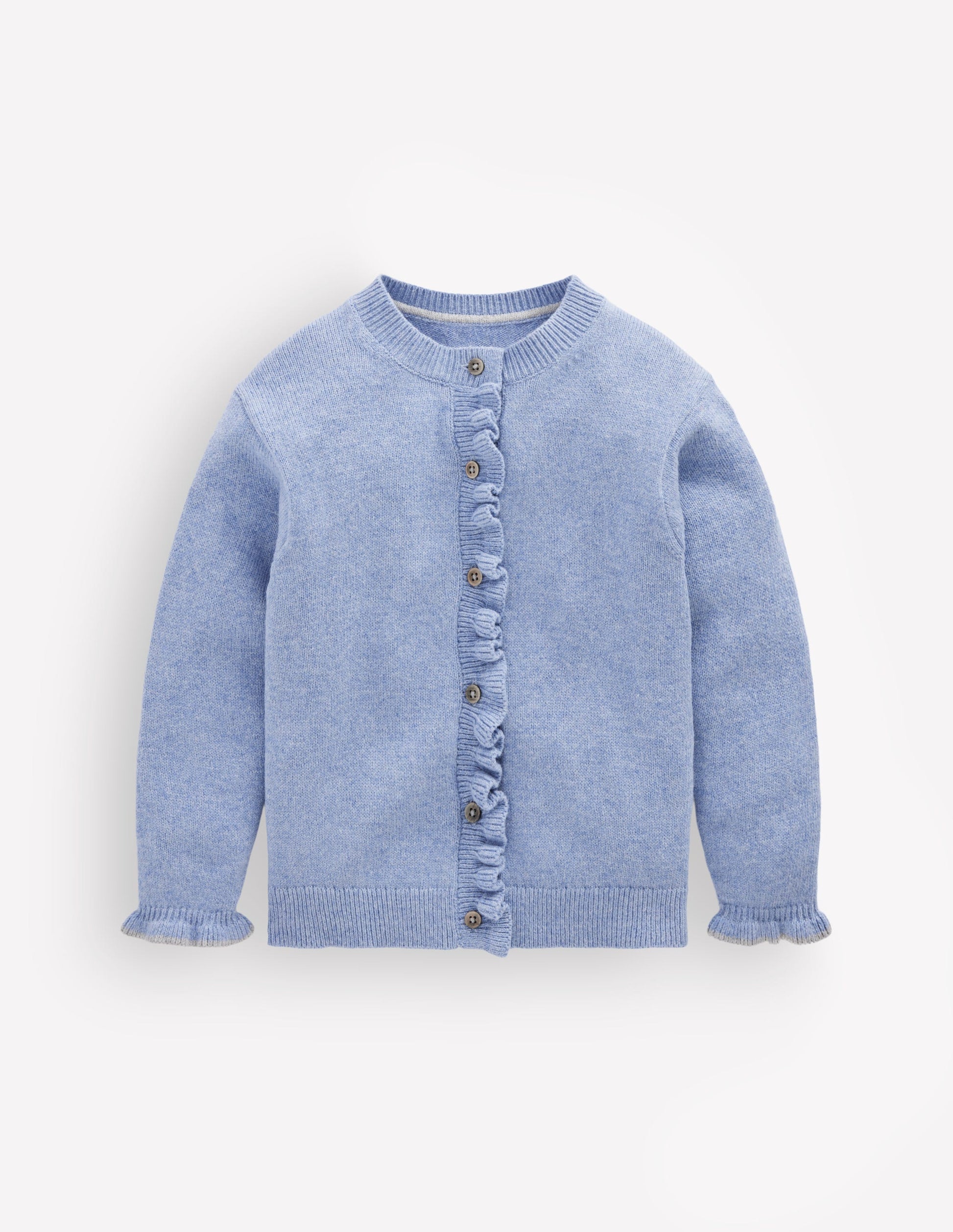 Cardigan à volants pour tous les jours-Bleu français chiné-3