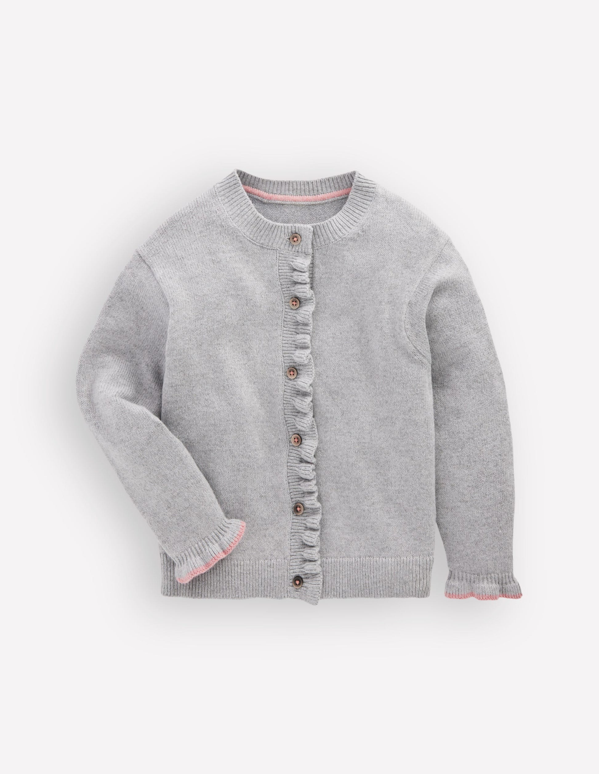 Cardigan à volants pour tous les jours-Gris chiné-3