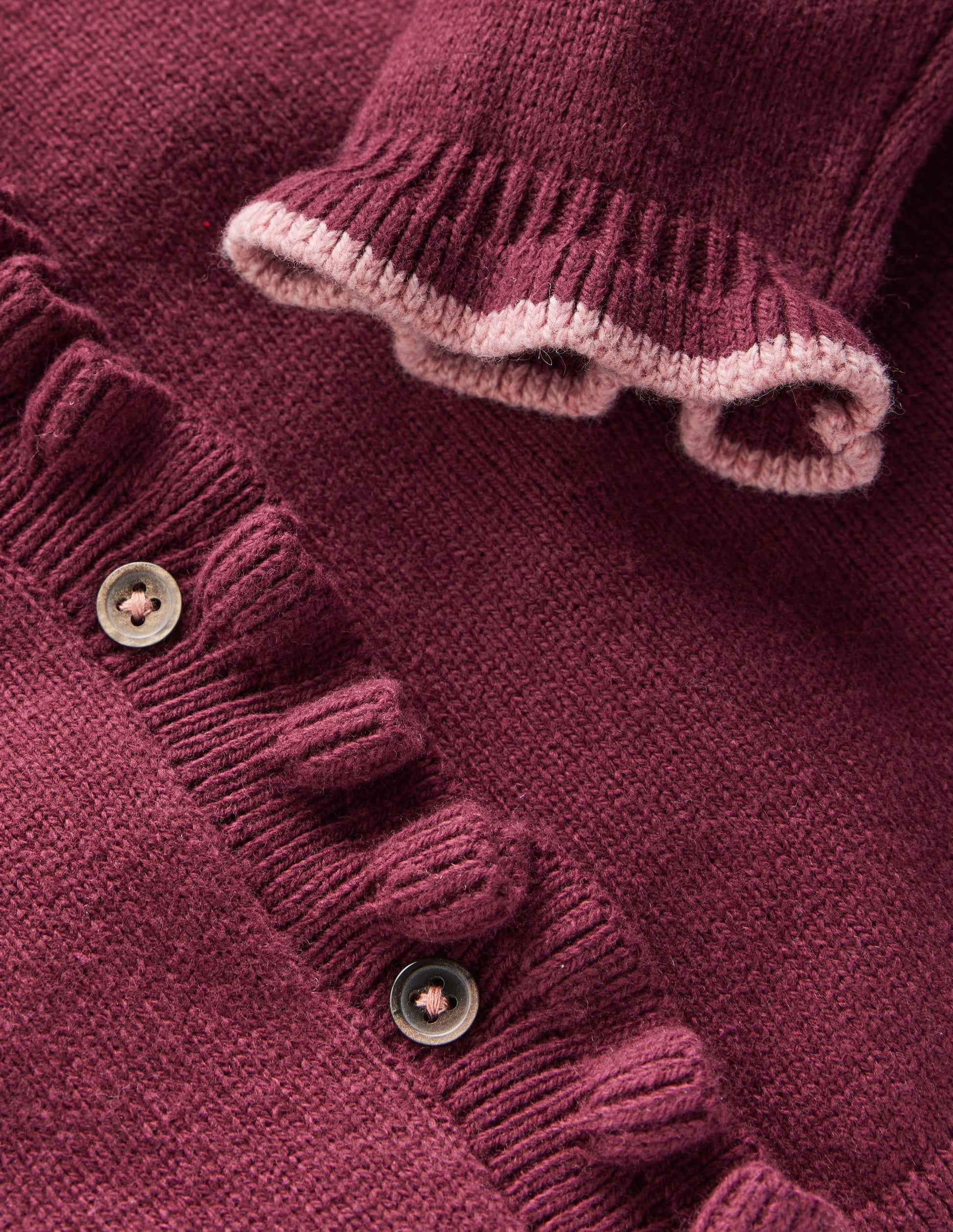 Strickjacke mit Rüschen für jeden Tag-Dunkelviolett-5