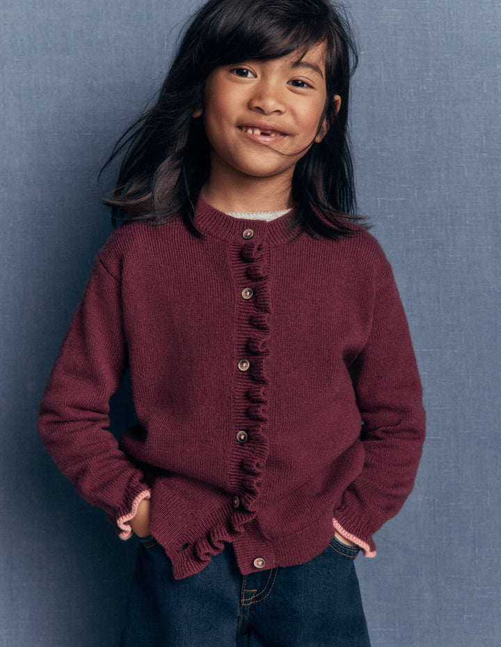Strickjacke mit Rüschen für jeden Tag-Dunkelviolett
