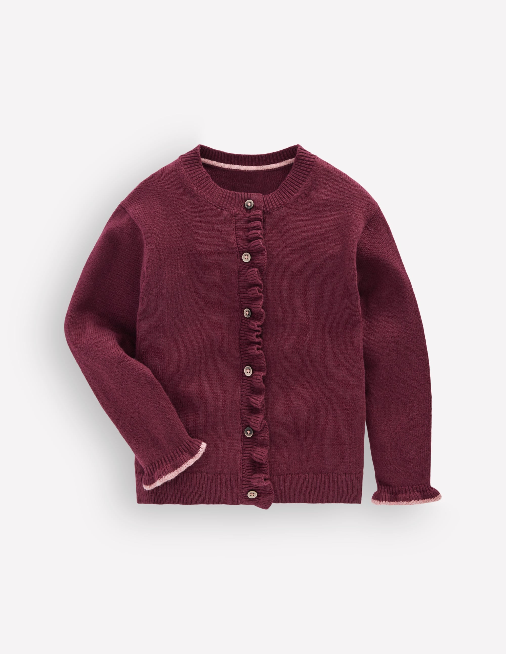 Strickjacke mit Rüschen für jeden Tag-Dunkelviolett - Image 3