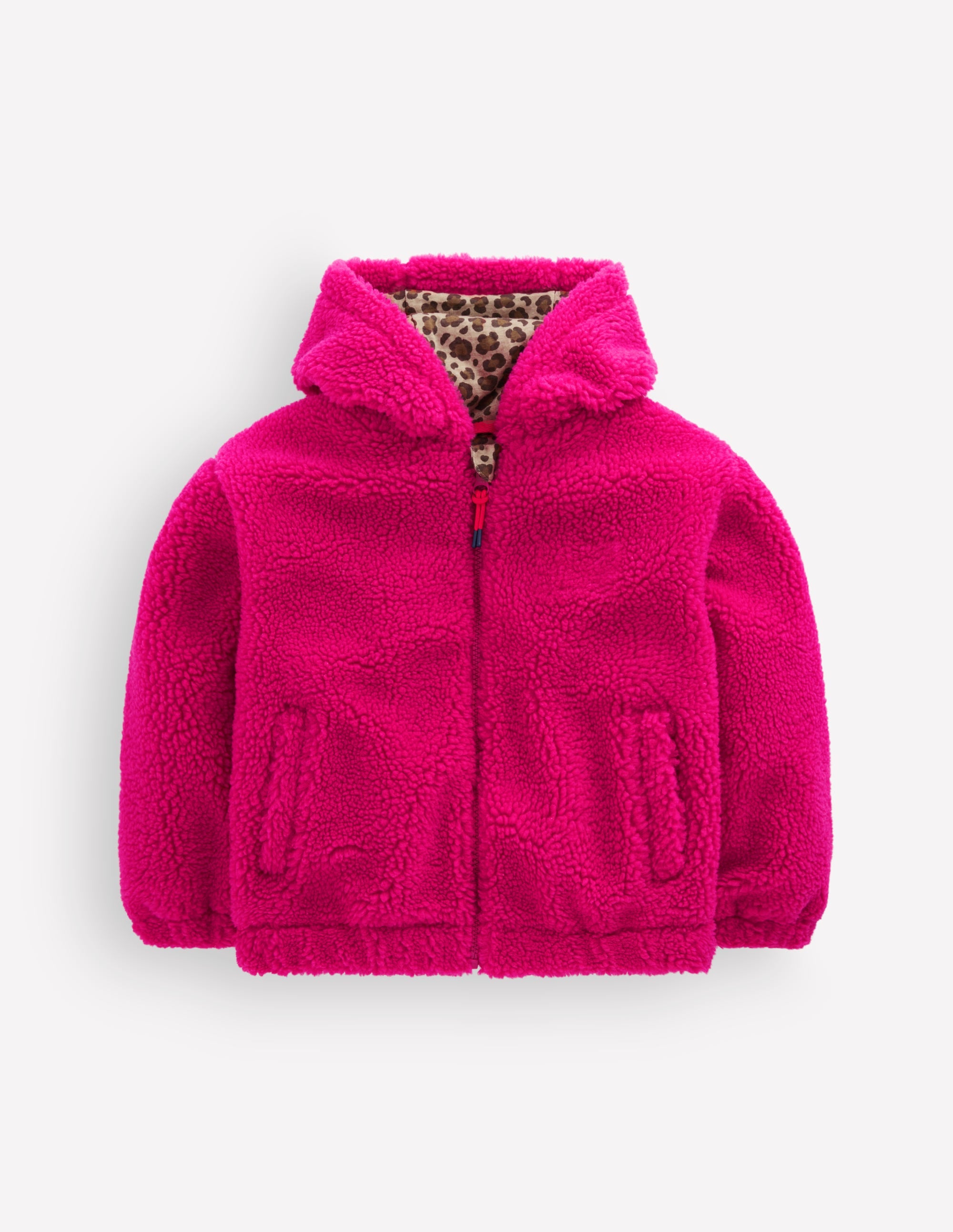 Lockere Teddyfelljacke mit Reißverschluss-Fuchsia-Violett - Image 1