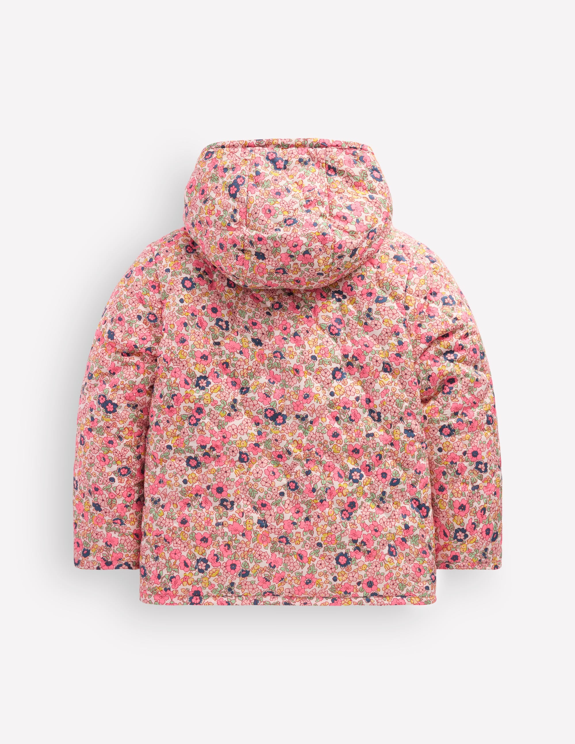 Wattierte Teddyfell-Jacke-Rosa Blumenwiese - Image 2