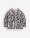 Gesteppte Cordjacke-Navy mit Blumenmuster