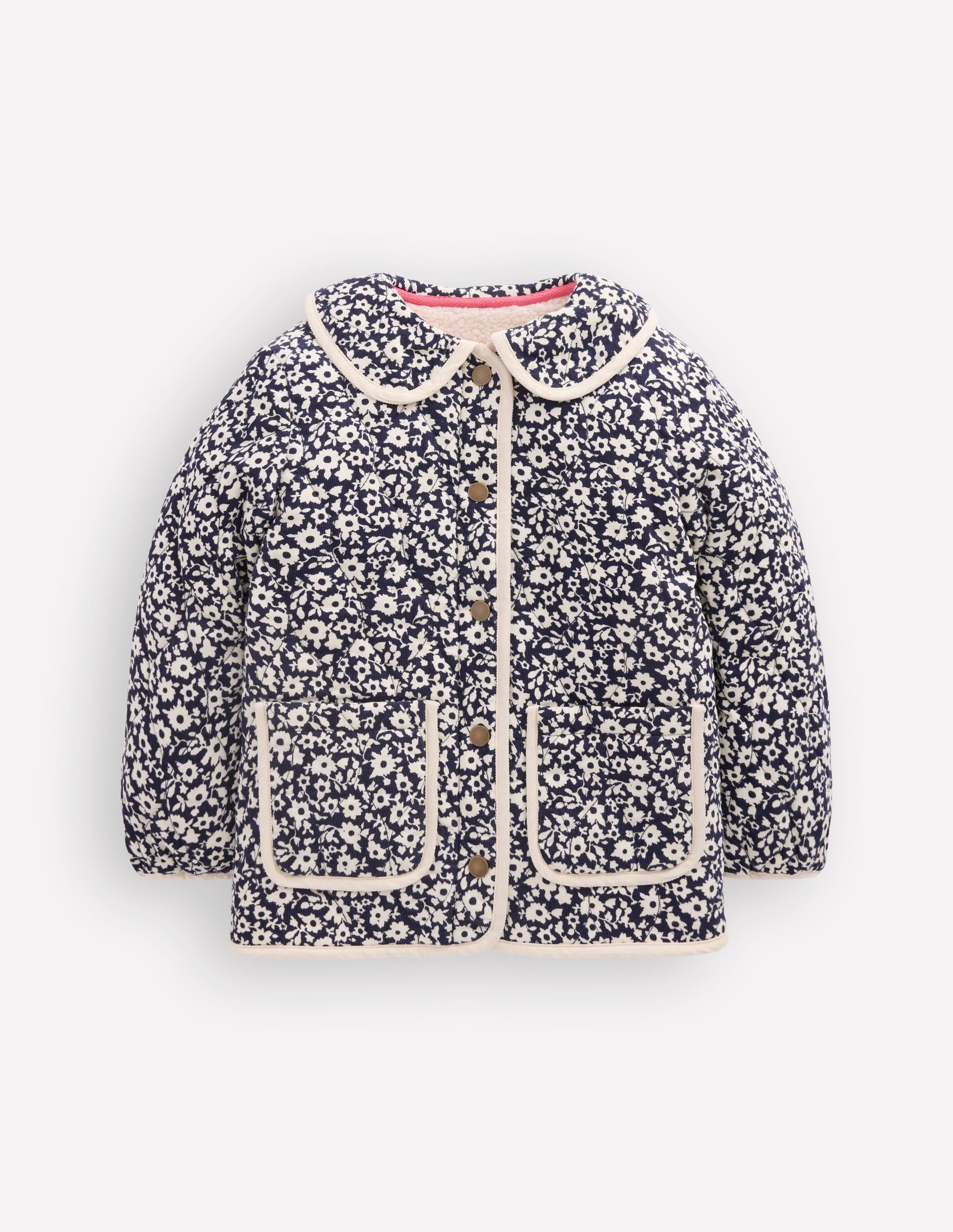 Gesteppte Cordjacke-Navy mit Blumenmuster - Image 2