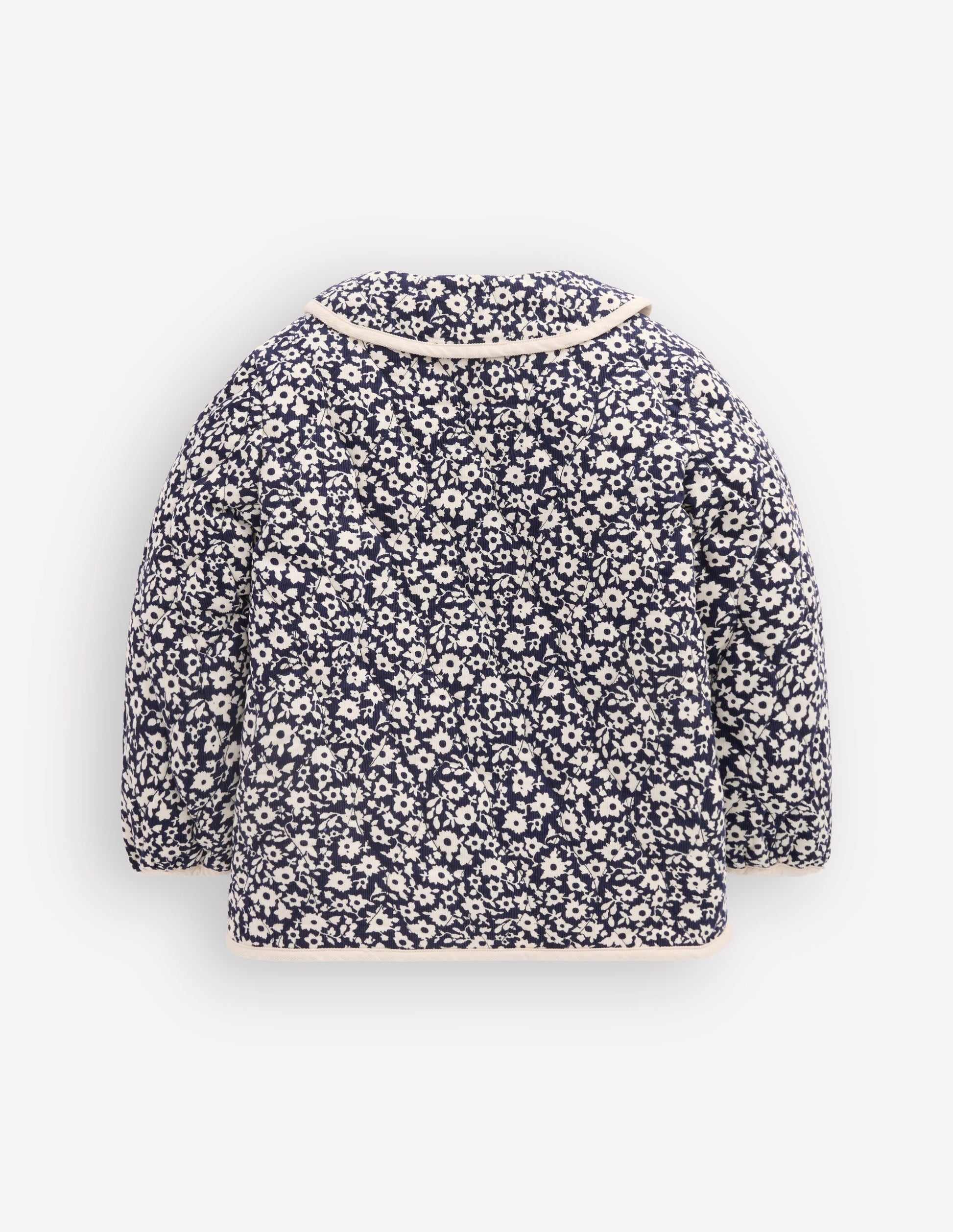 Gesteppte Cordjacke-Navy mit Blumenmuster-3