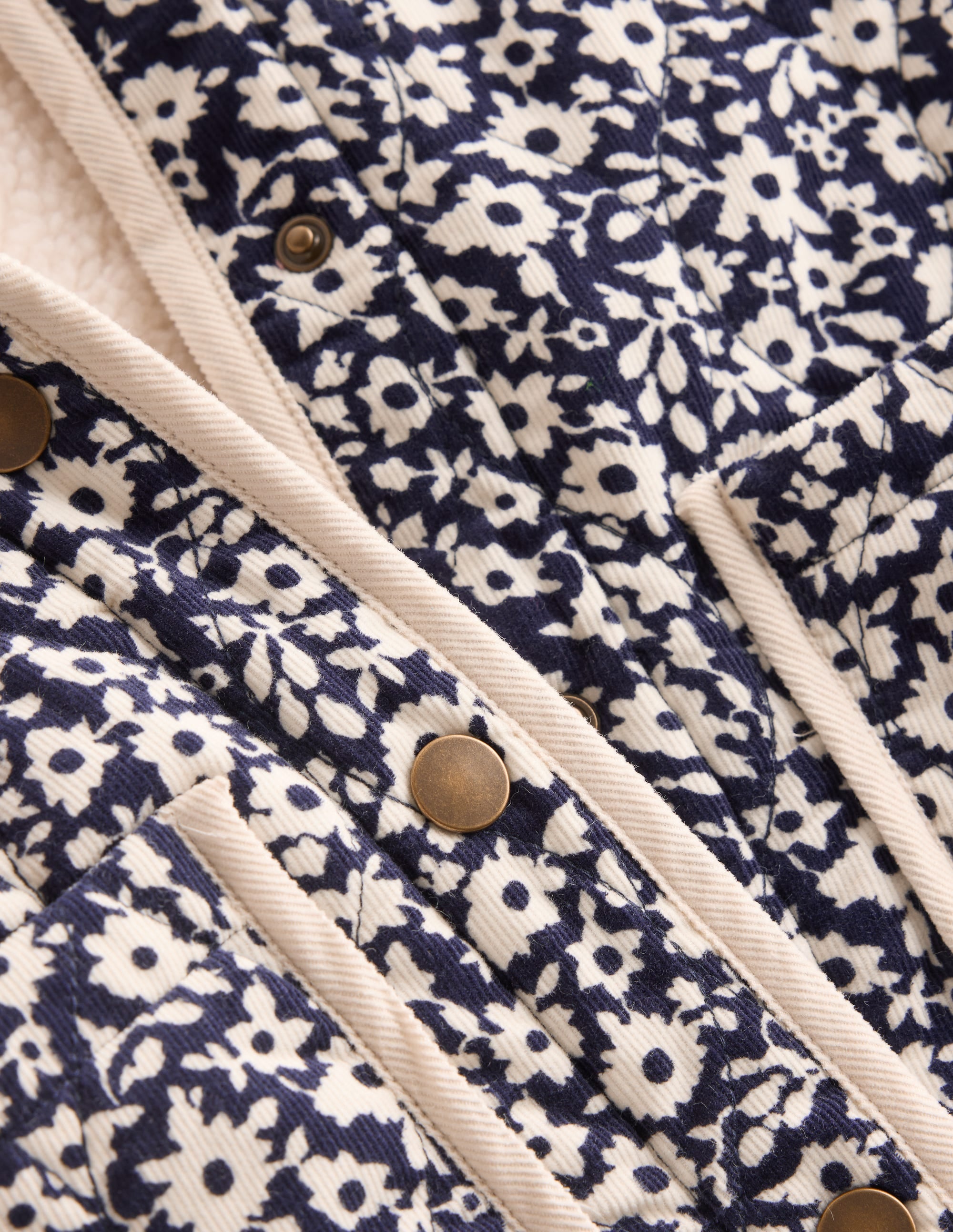 Gesteppte Cordjacke-Navy mit Blumenmuster - Image 4