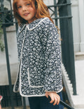 Gesteppte Cordjacke-Navy mit Blumenmuster