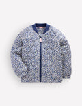 Gesteppte Bomberjacke-Calico-Weiß/Blaues Leopardenmuster
