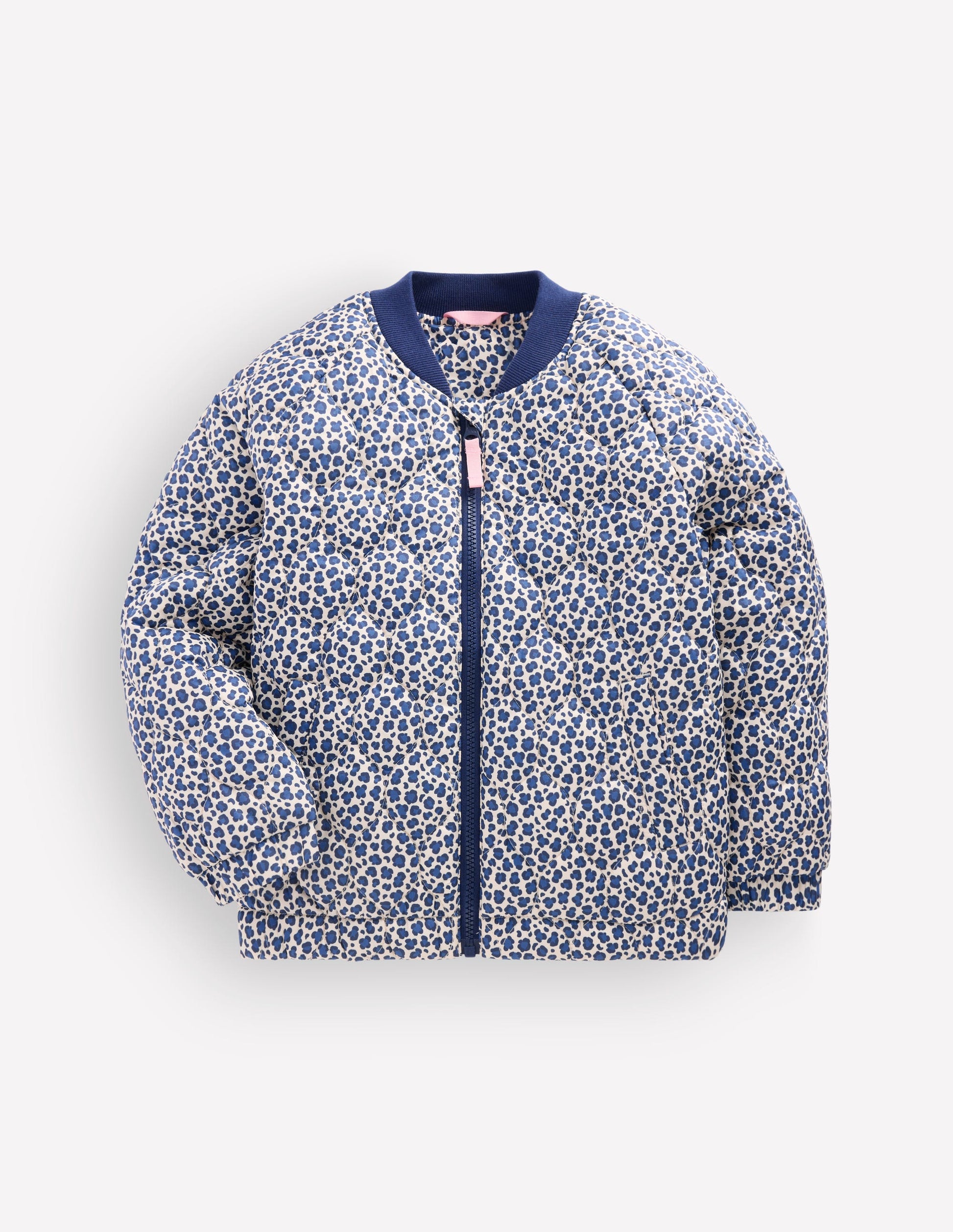 Gesteppte Bomberjacke-Calico-Weiß/Blaues Leopardenmuster-1