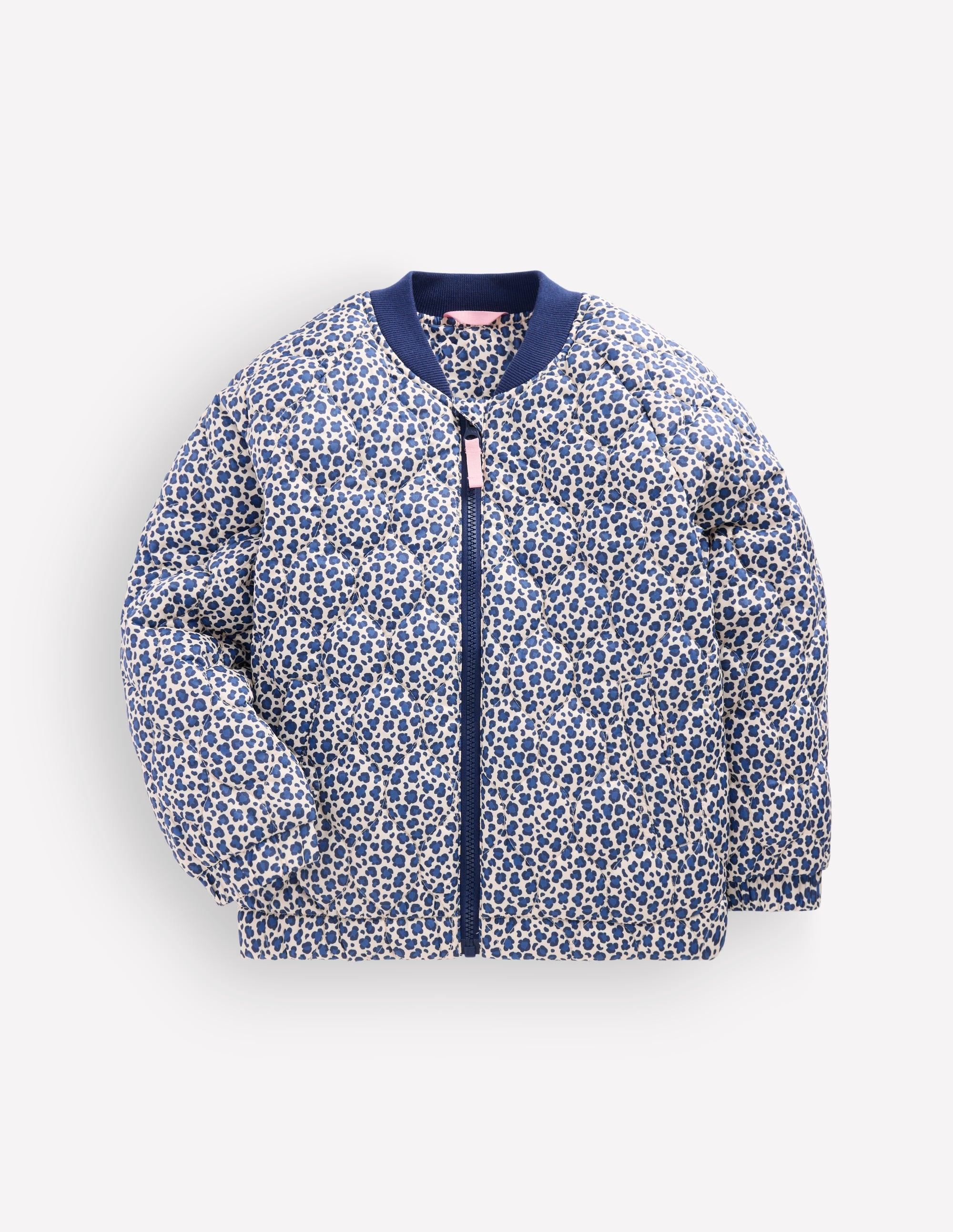 Gesteppte Bomberjacke-Calico-Weiß/Blaues Leopardenmuster - Image 1