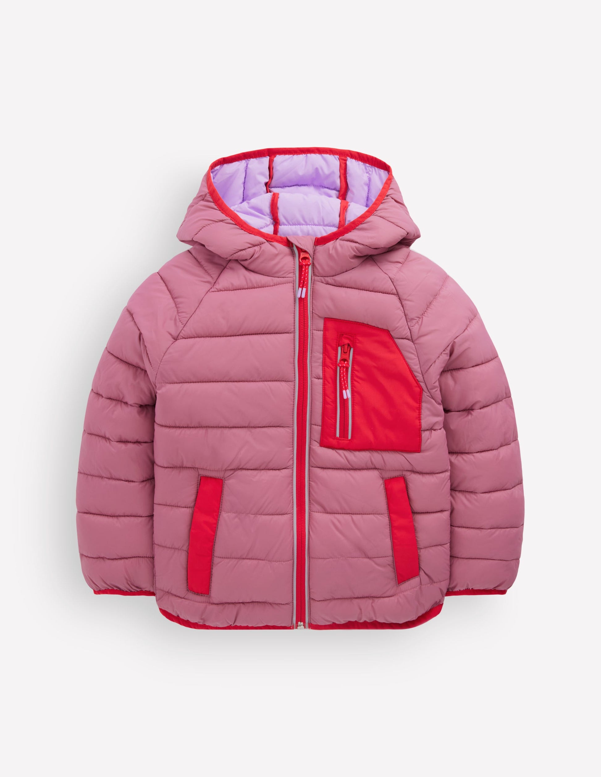 Bequem verstaubare, wattierte Jacke-Rosa Heide-3
