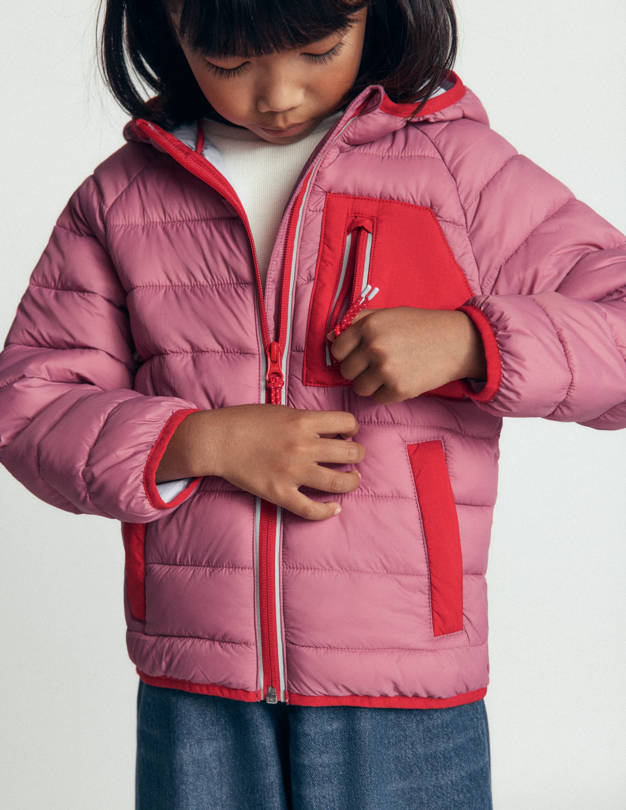 Bequem verstaubare, wattierte Jacke-Rosa Heide - Image 2