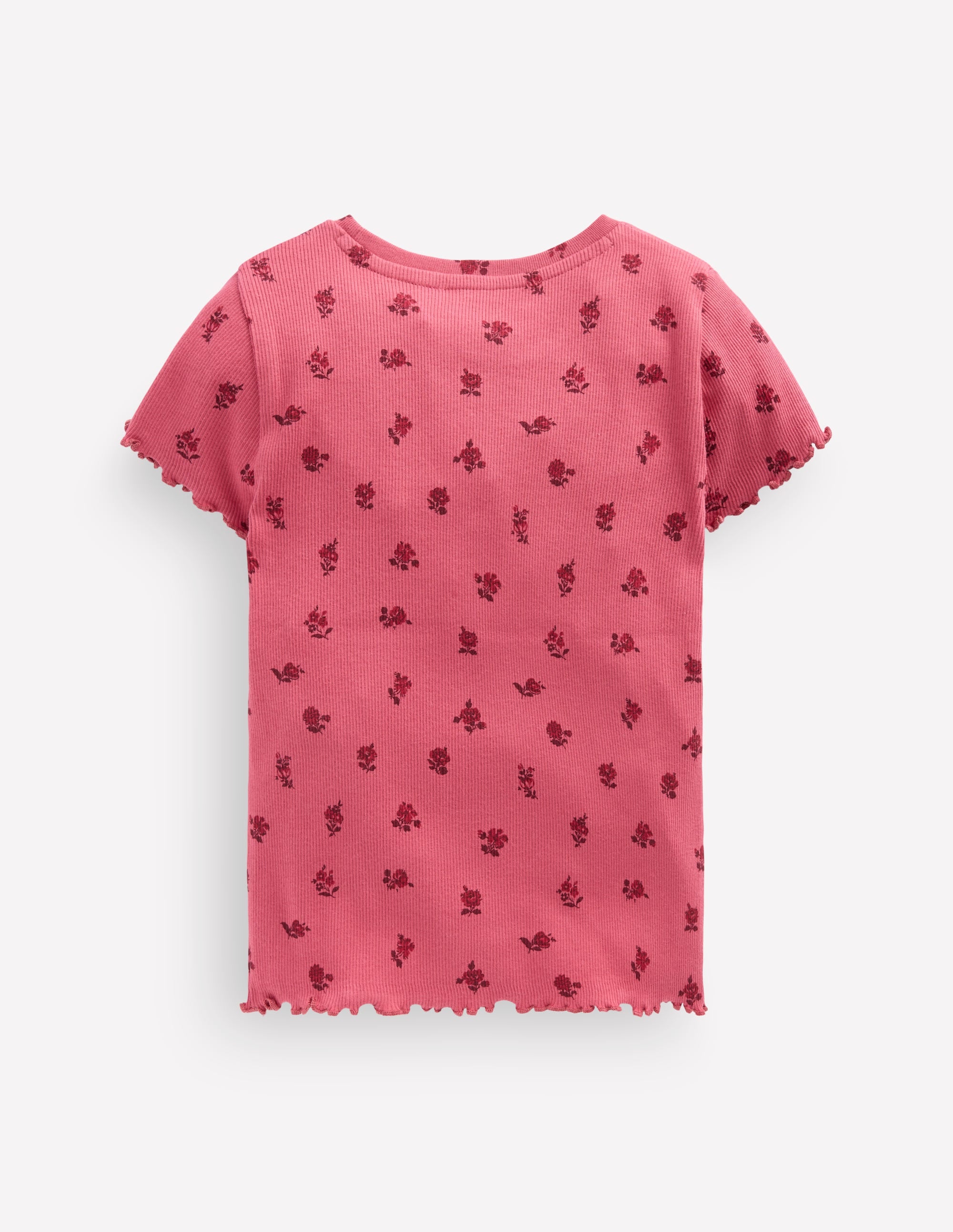 Geripptes T-Shirt-Rot, Blumenmuster - Image 2