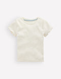 Geripptes T-Shirt-Sanftes Naturweiß