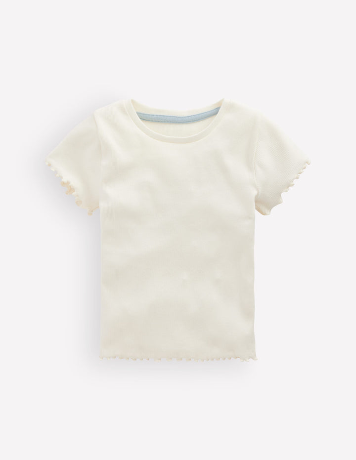 Geripptes T-Shirt-Sanftes Naturweiß
