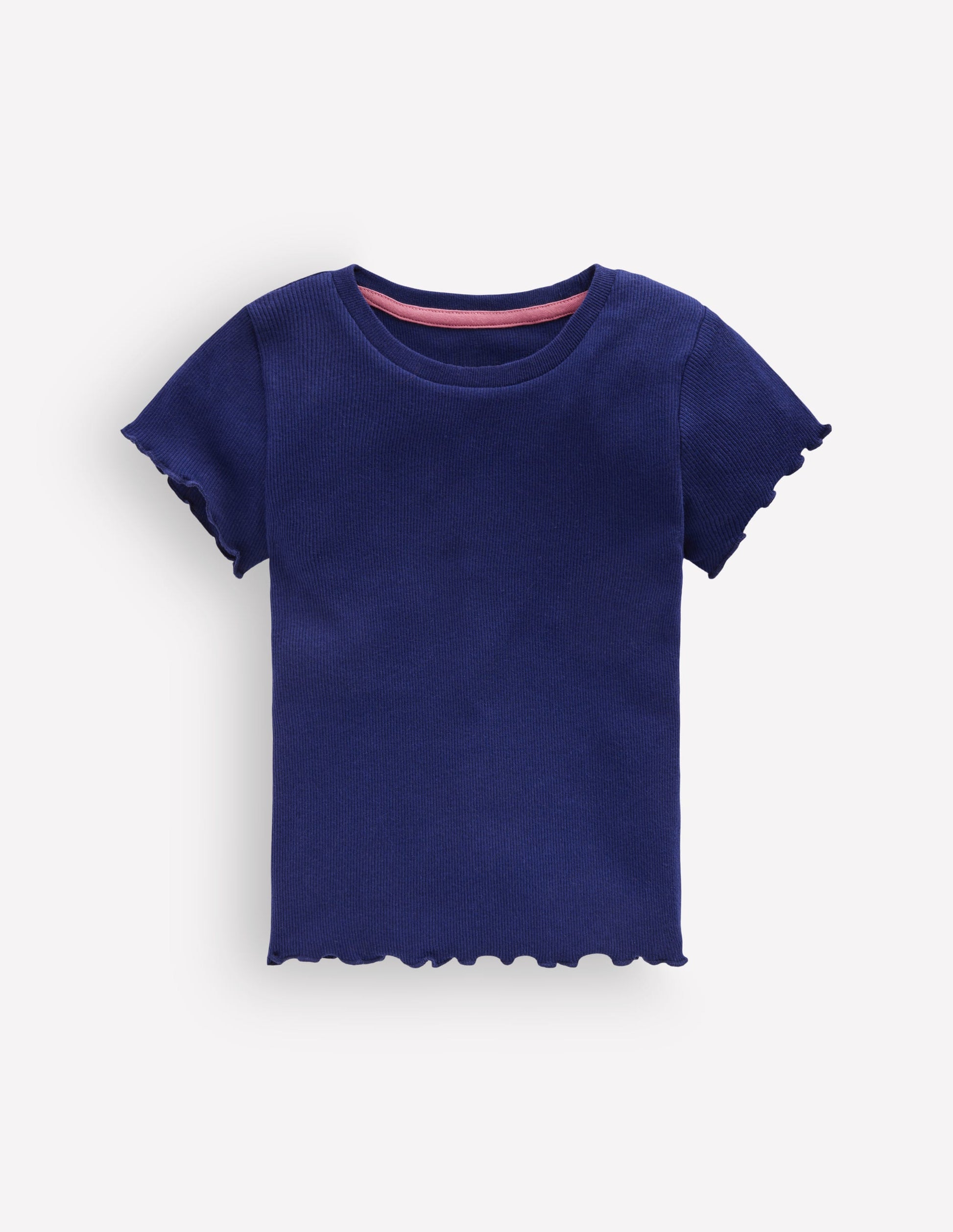 Geripptes T-Shirt-Schuluniform-Marineblau-1