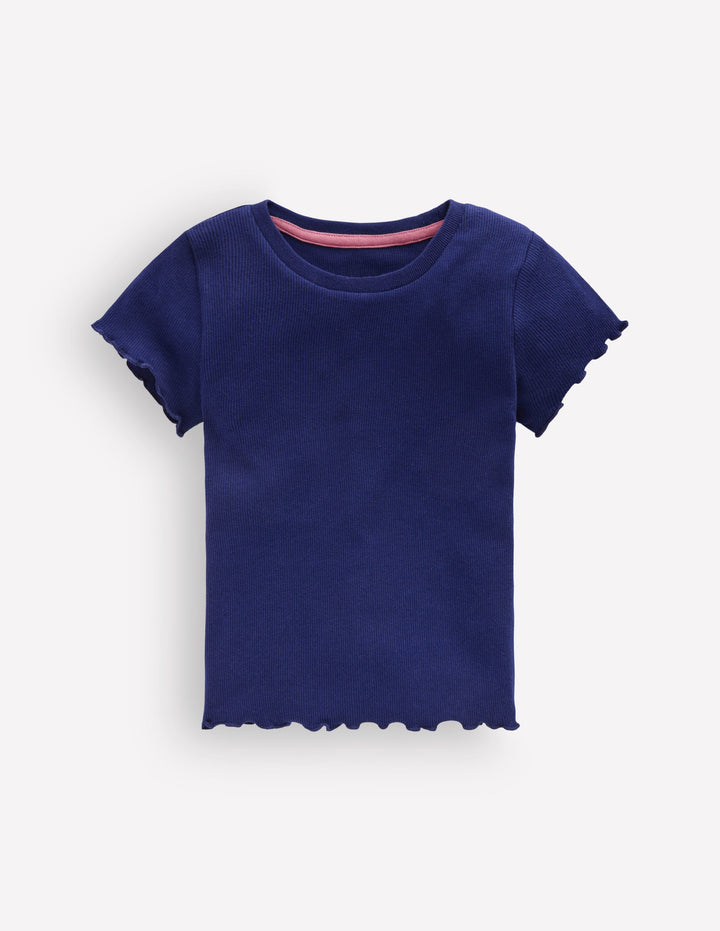 Geripptes T-Shirt-Schuluniform-Marineblau