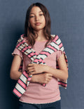 Geripptes T-Shirt-Rosa mit Streifen