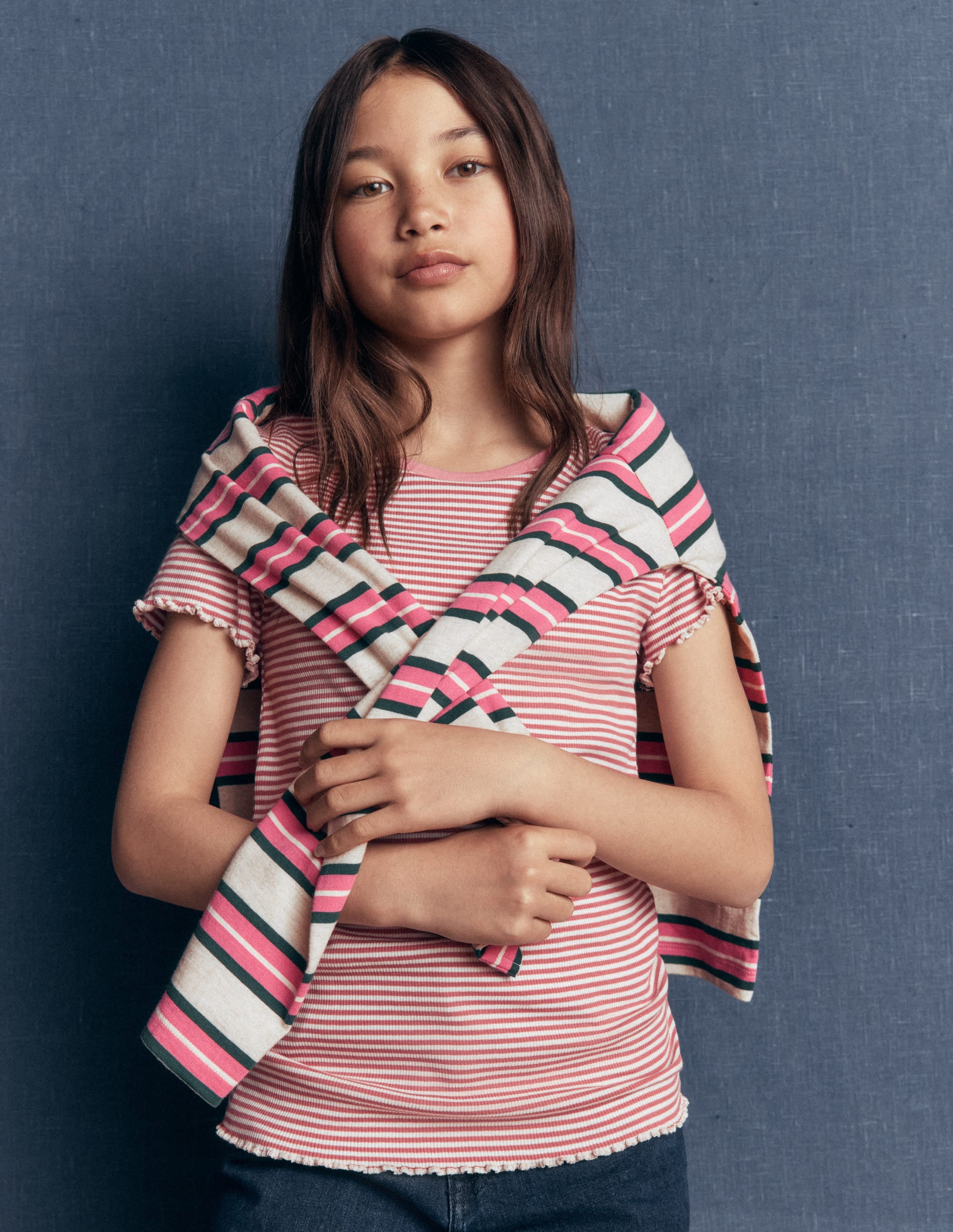 Geripptes T-Shirt-Rosa mit Streifen - Image 1