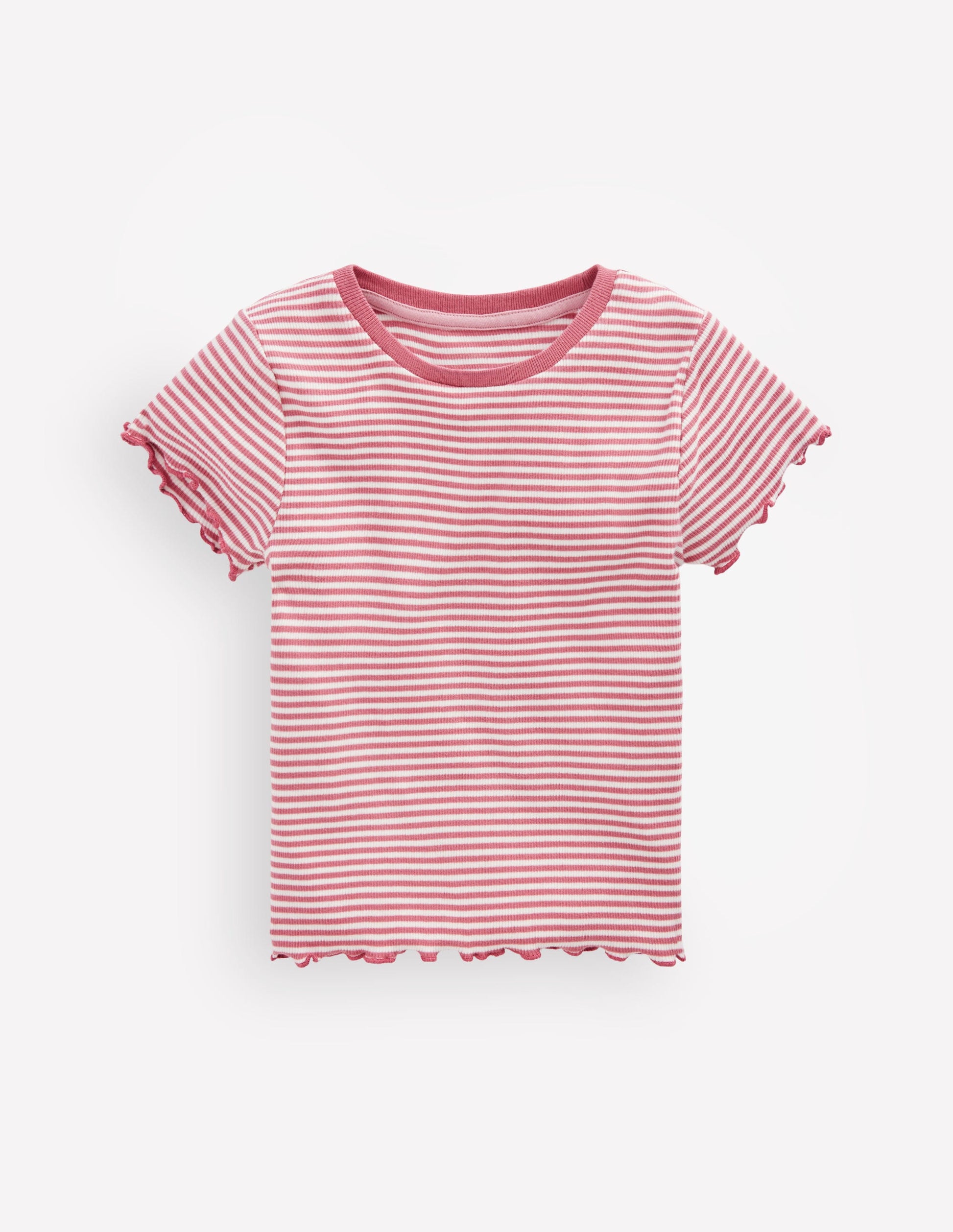 Geripptes T-Shirt-Rosa mit Streifen-2