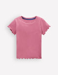 Geripptes T-Shirt-Rosa Heide