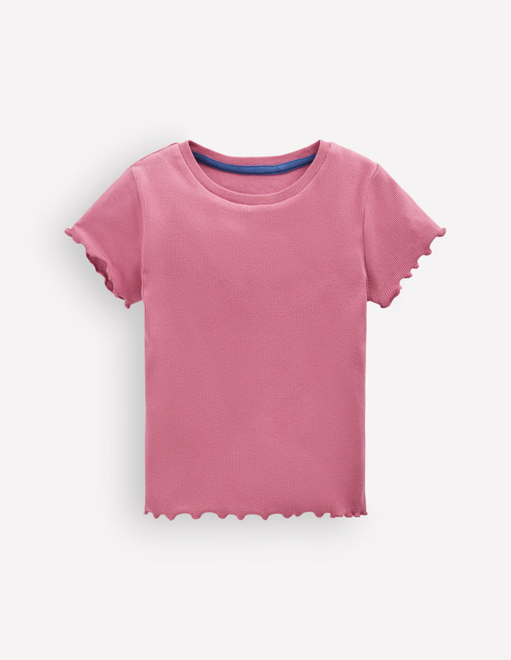 Geripptes T-Shirt-Rosa Heide