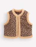Teddyfellweste-Braun, Leopardenmuster