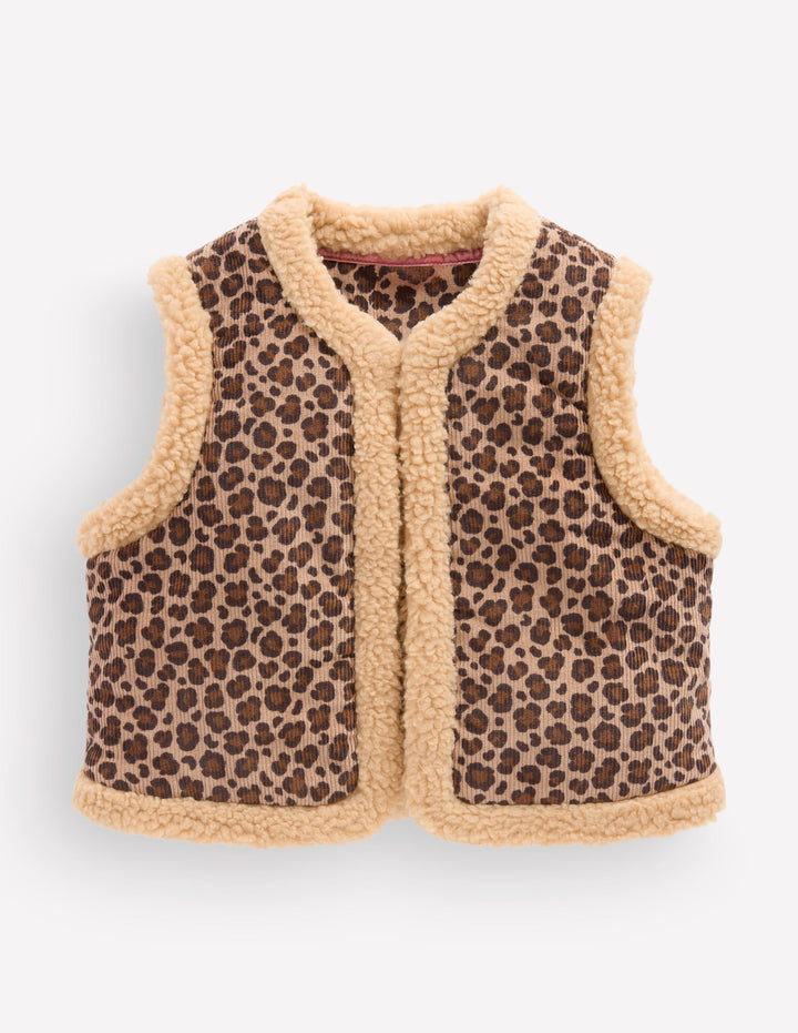 Teddyfellweste-Braun, Leopardenmuster