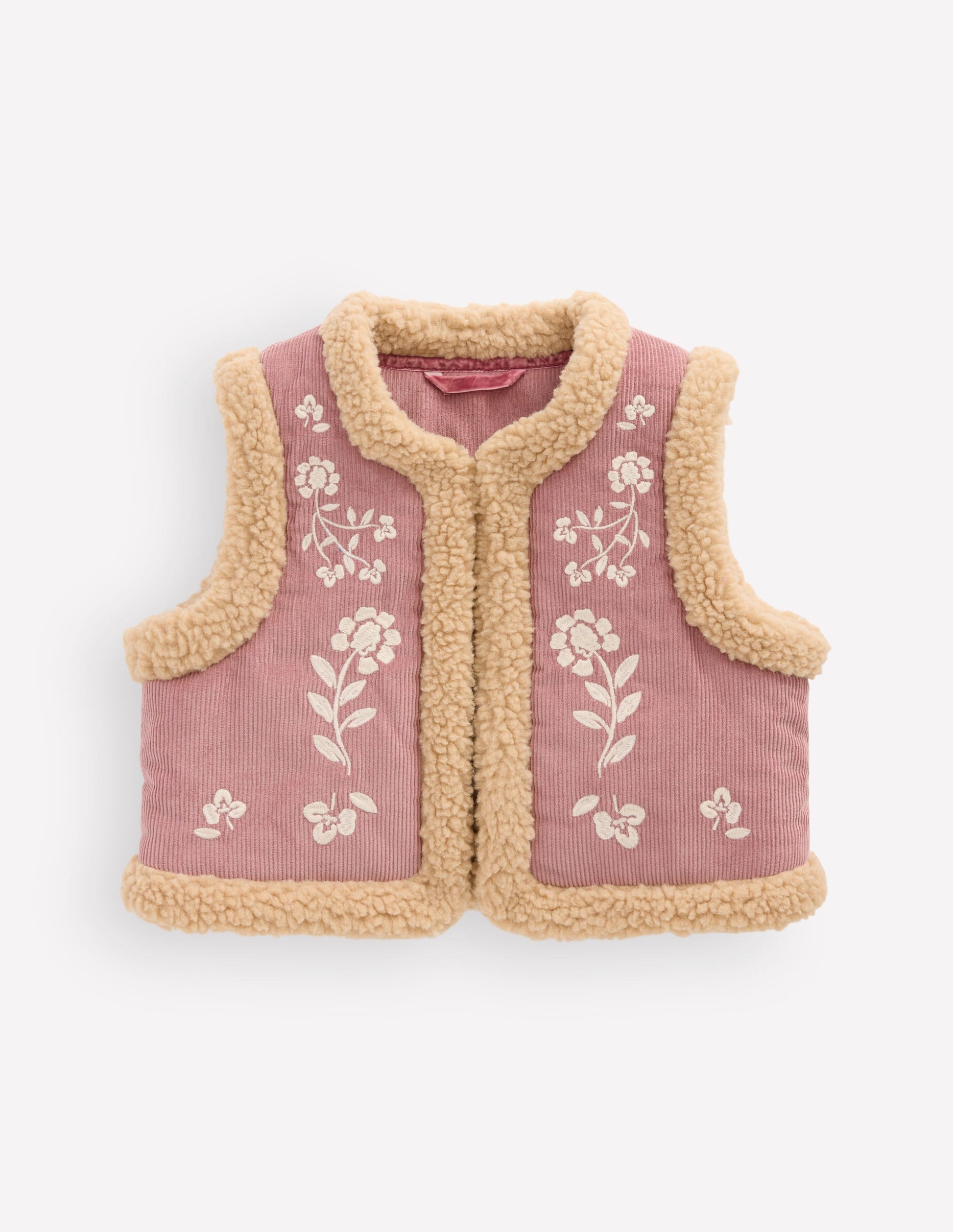 Teddyfellweste-Rosa Blumenmuster Stickerei-2