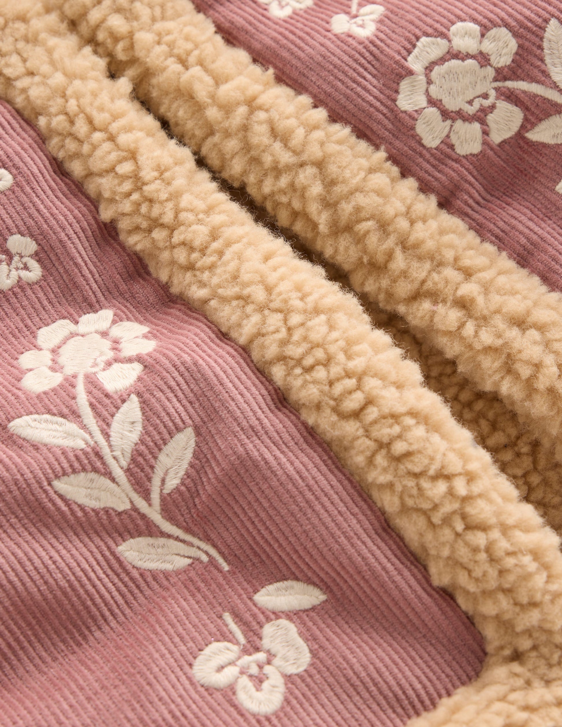 Teddyfellweste-Rosa Blumenmuster Stickerei-4