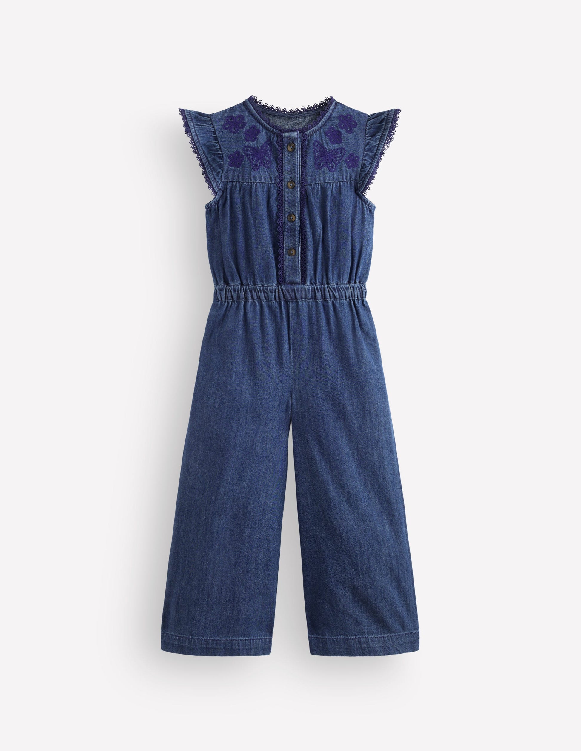 Jumpsuit aus Denim mit Flatterärmeln-Medium Vintage-4