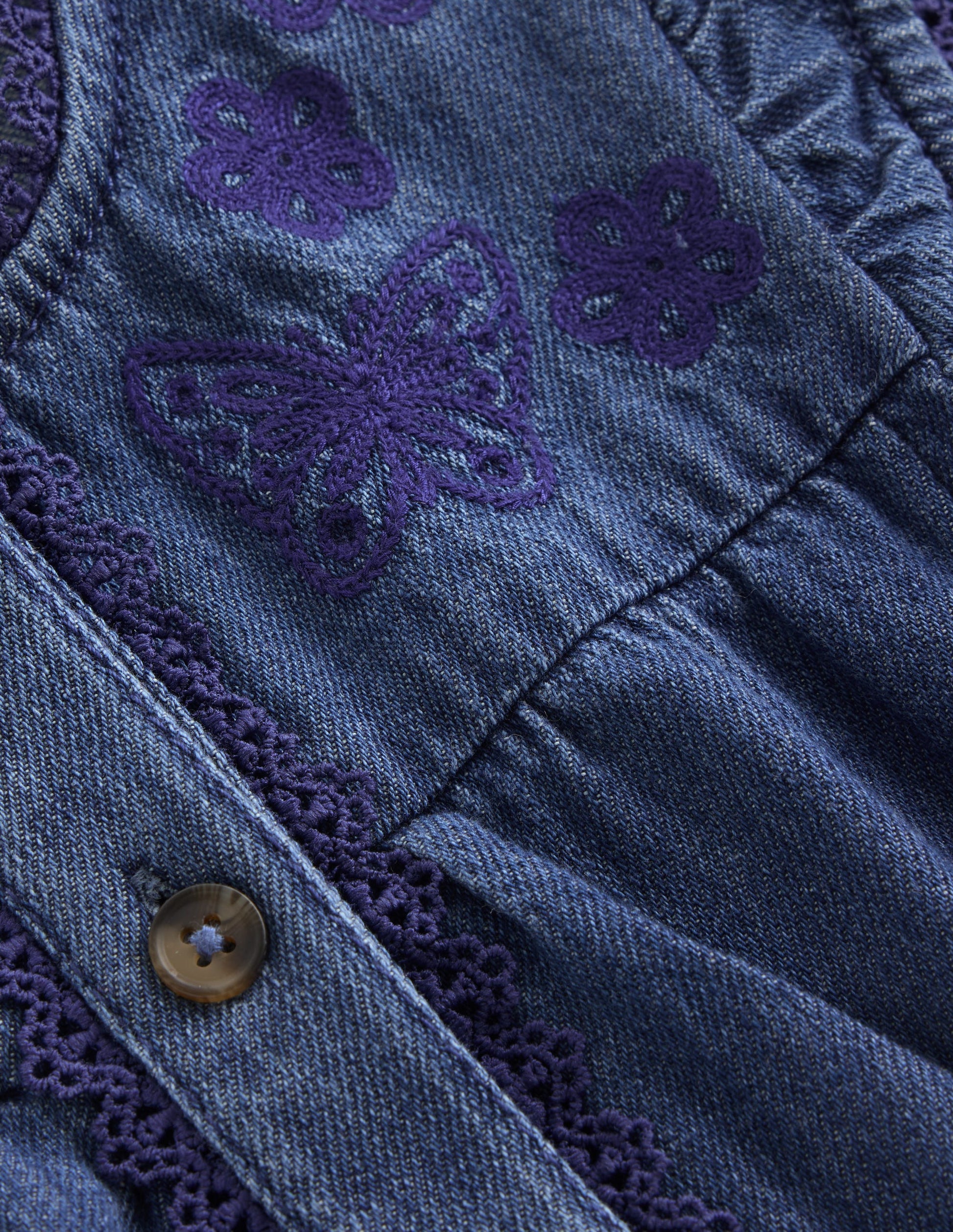 Jumpsuit aus Denim mit Flatterärmeln-Medium Vintage-6