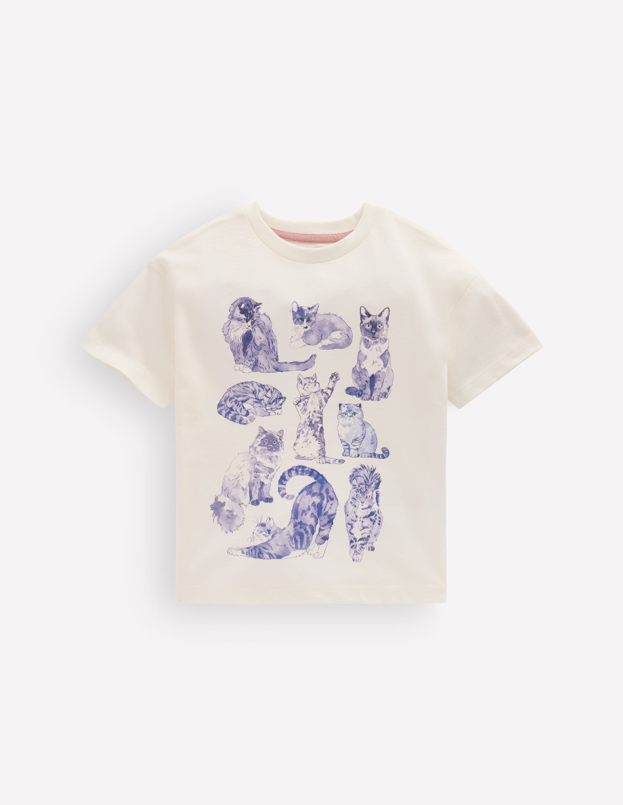 T-Shirt mit Druck-Sanftes Naturweiß Katzen - Image 1
