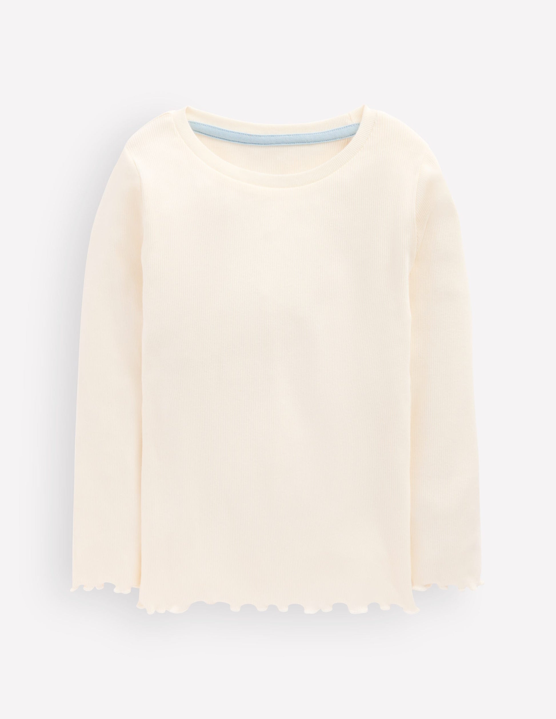 Geripptes Langarmshirt-Sanftes Naturweiß-1