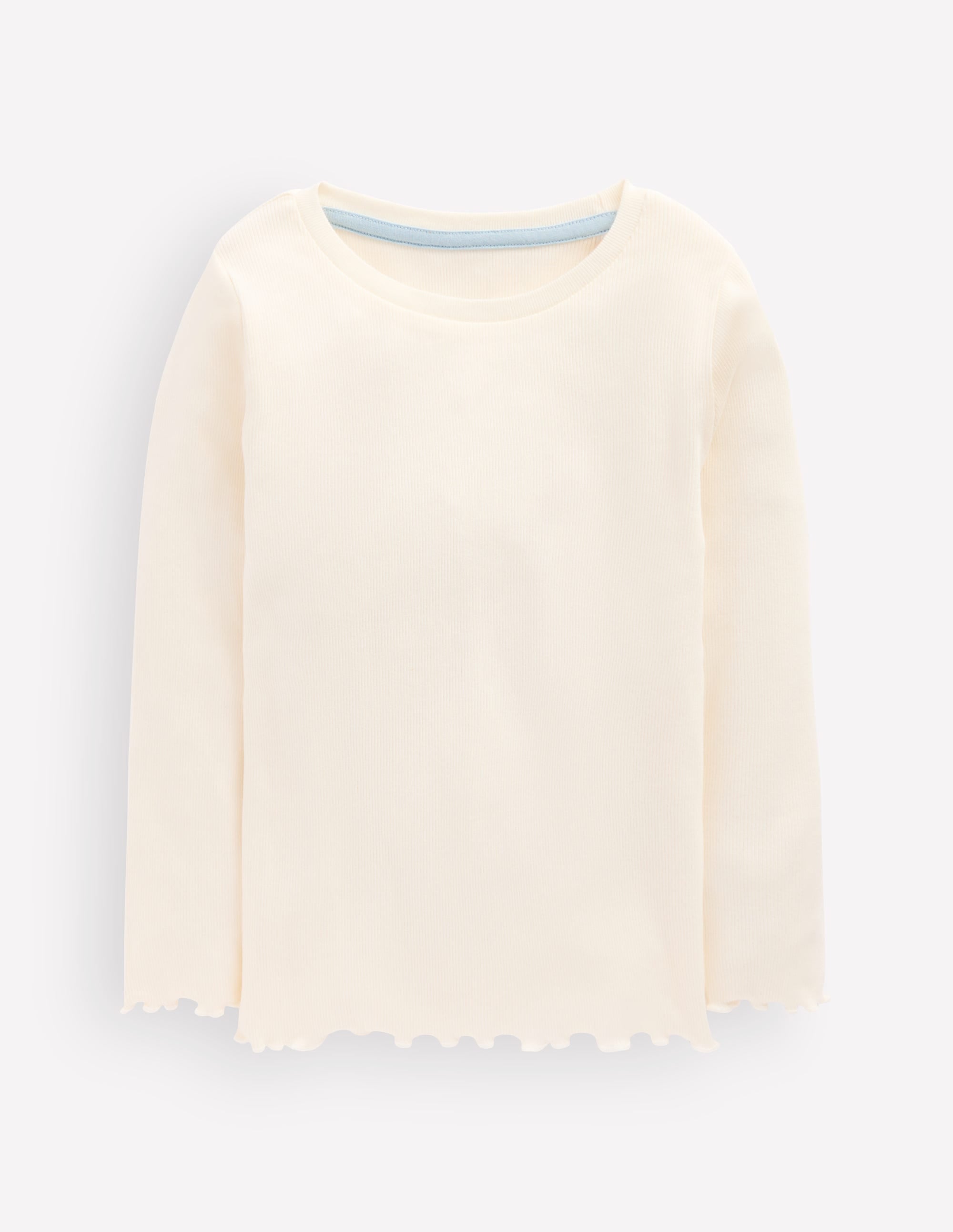 Geripptes Langarmshirt-Sanftes Naturweiß - Image 1