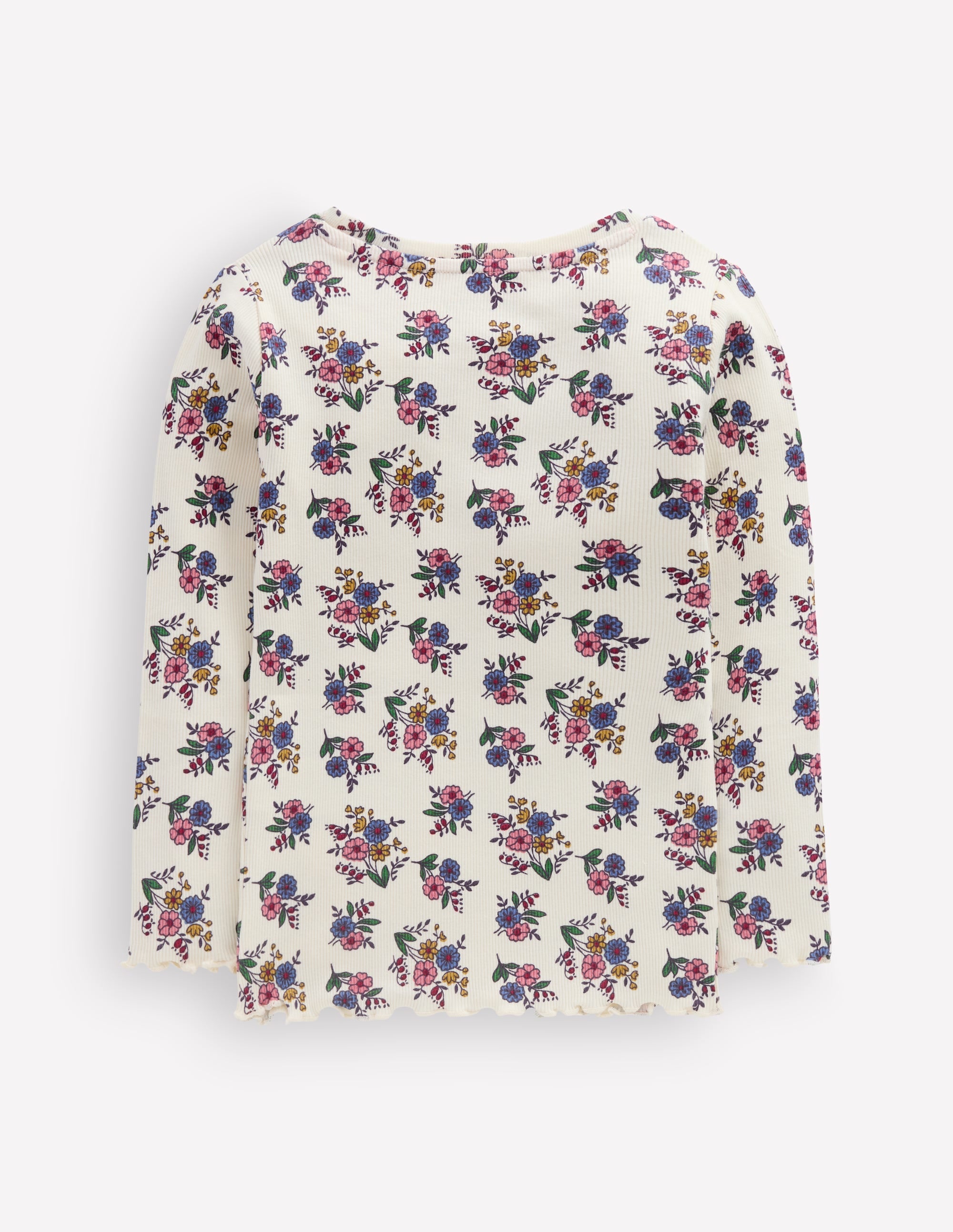 Geripptes Langarmshirt-Naturweiß Kleines Blumenmuster - Image 2