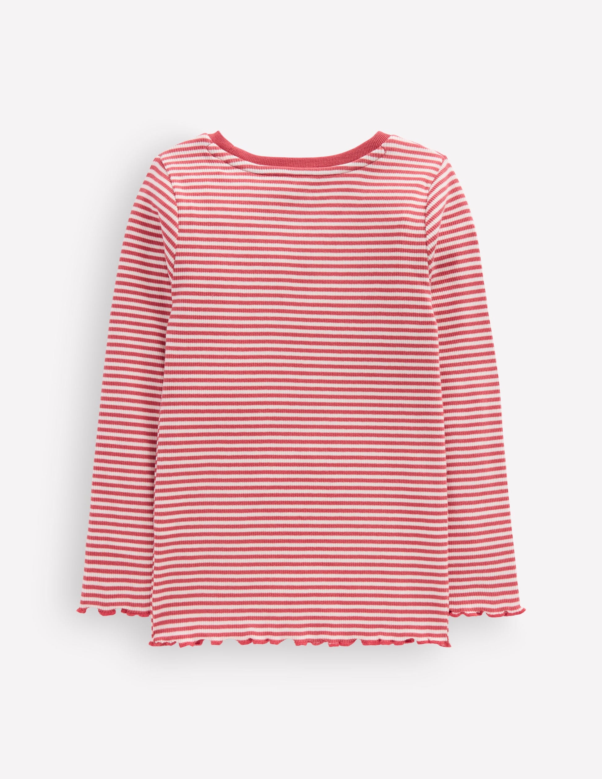 Geripptes Langarmshirt-Rosa/Sanftes Naturweiß Streifen-2