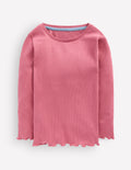 Geripptes Langarmshirt-Rosa Heide
