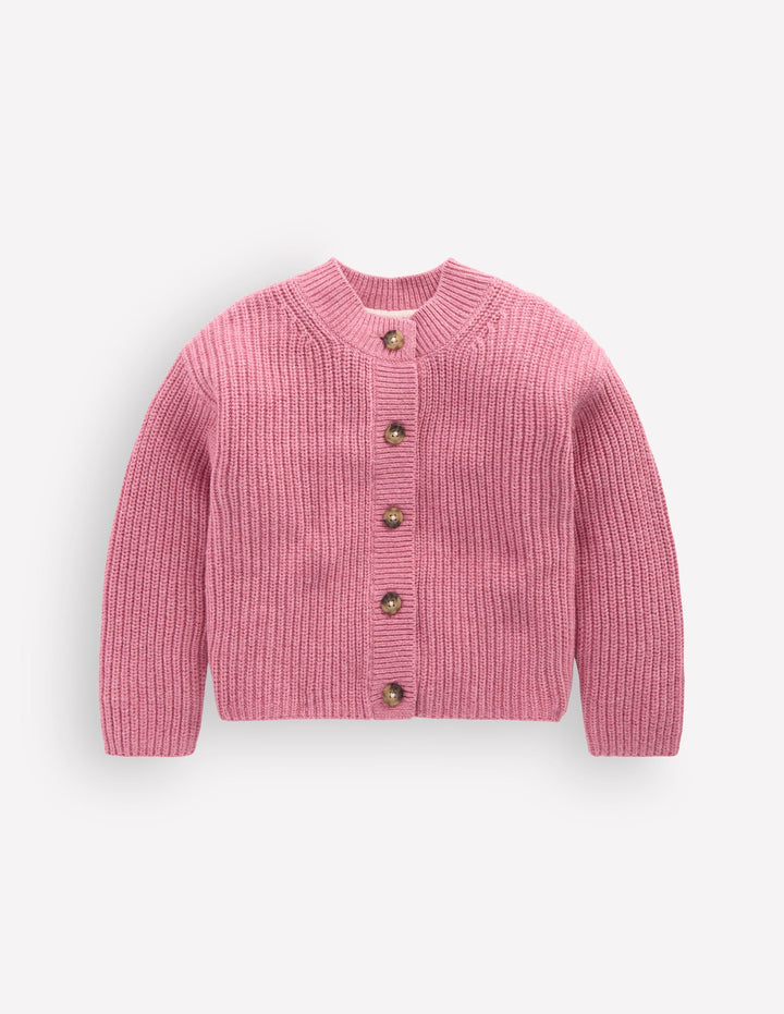 Grobstrickjacke für den Alltag-Rosa Heidekraut Meliert