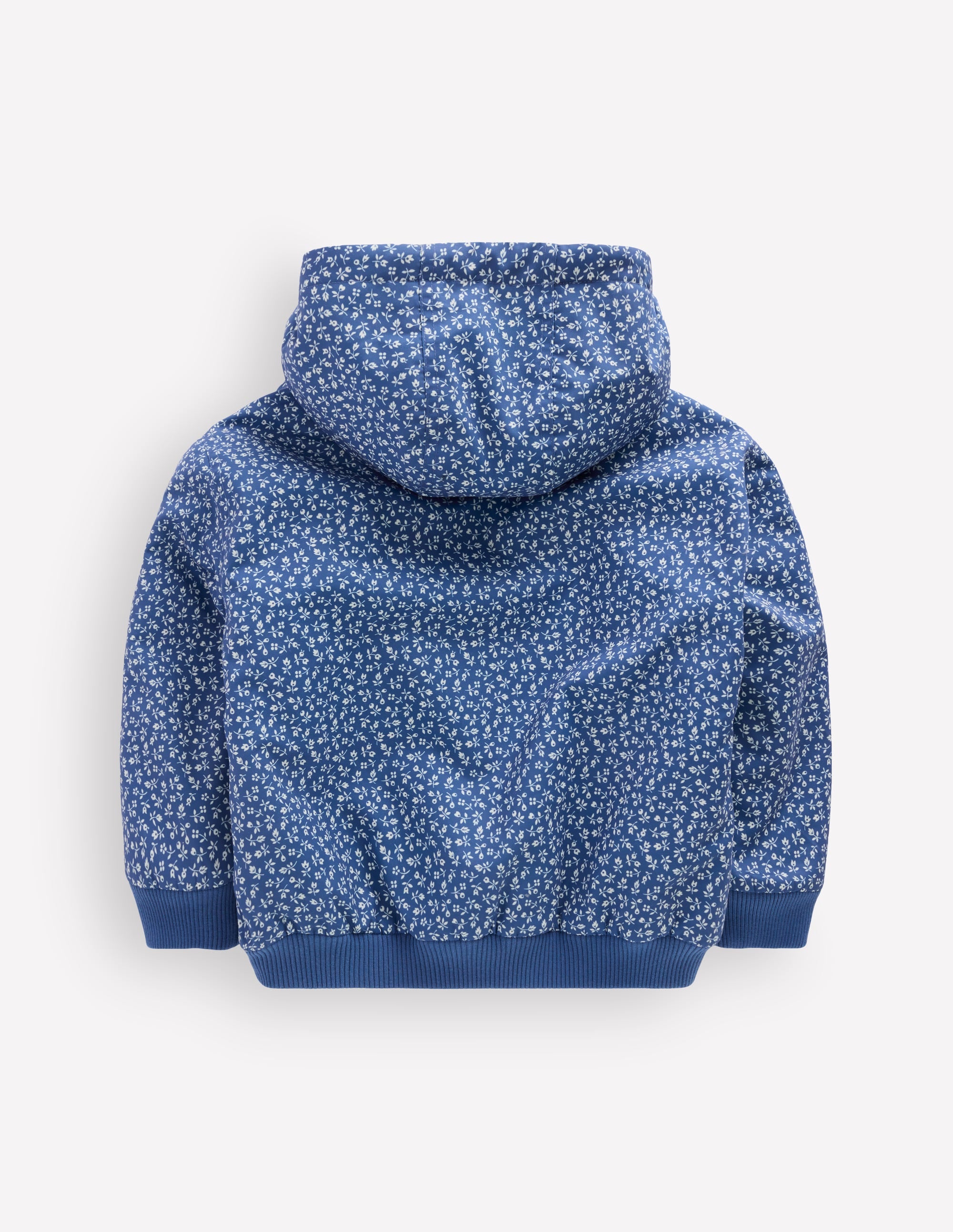 Wendbare Teddyfell-Bomberjacke mit Kapuze-Blauhäher Kleines Blumenmuster - Image 6