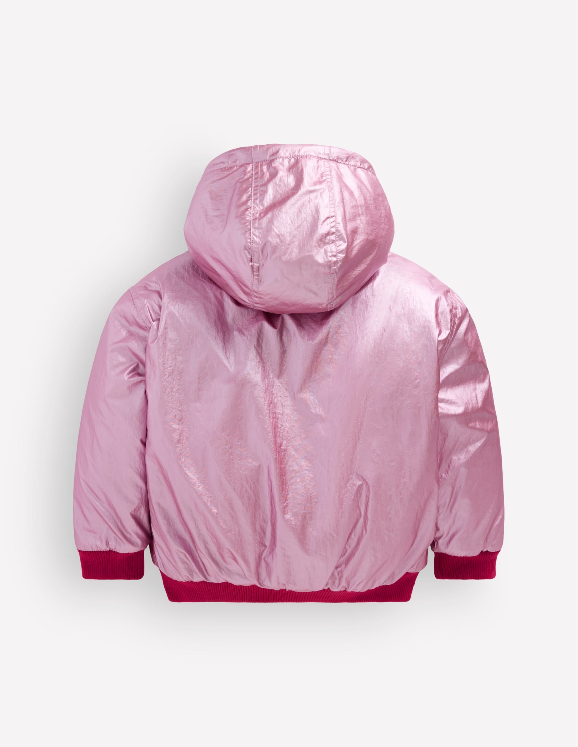 Wendbare Teddyfell-Bomberjacke mit Kapuze-Rosa-Metallic - Image 7