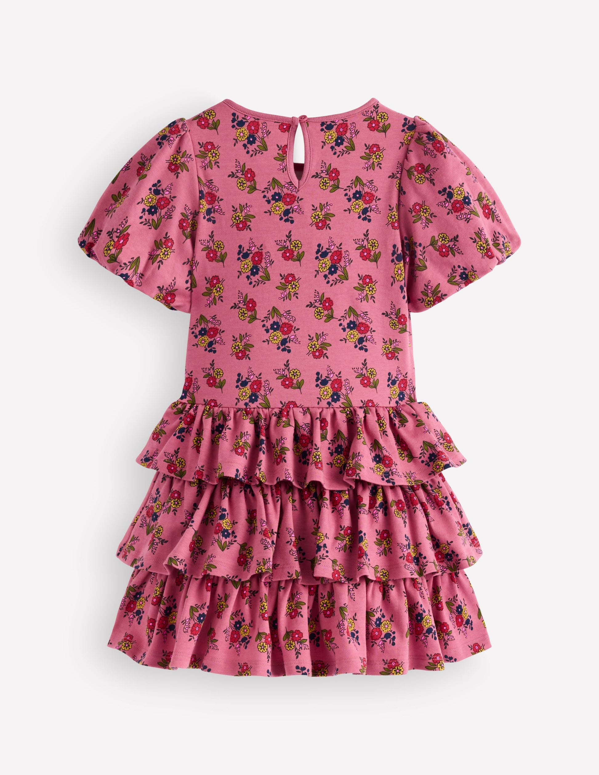 Jerseykleid mit Rüschenrock-Kirschblütenrosa Blumensträuße-3