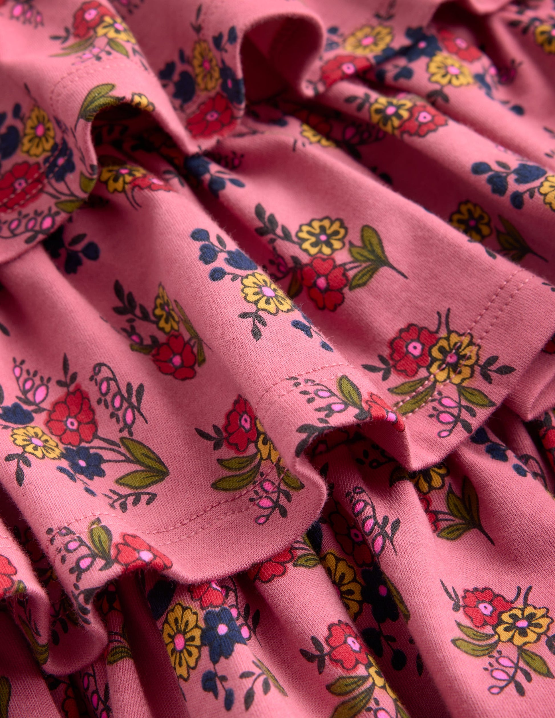 Jerseykleid mit Rüschenrock-Kirschblütenrosa Blumensträuße-4