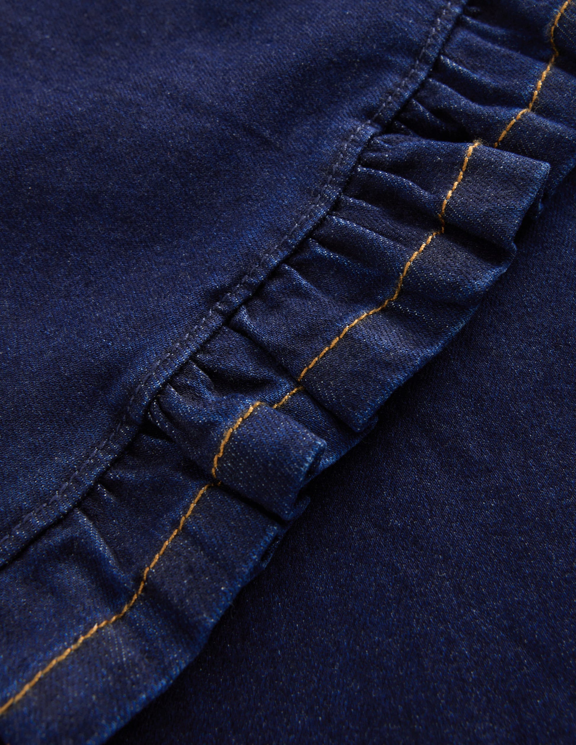 Jeans mit weitem Bein und Rüschensaum-Dunkle Waschung-3