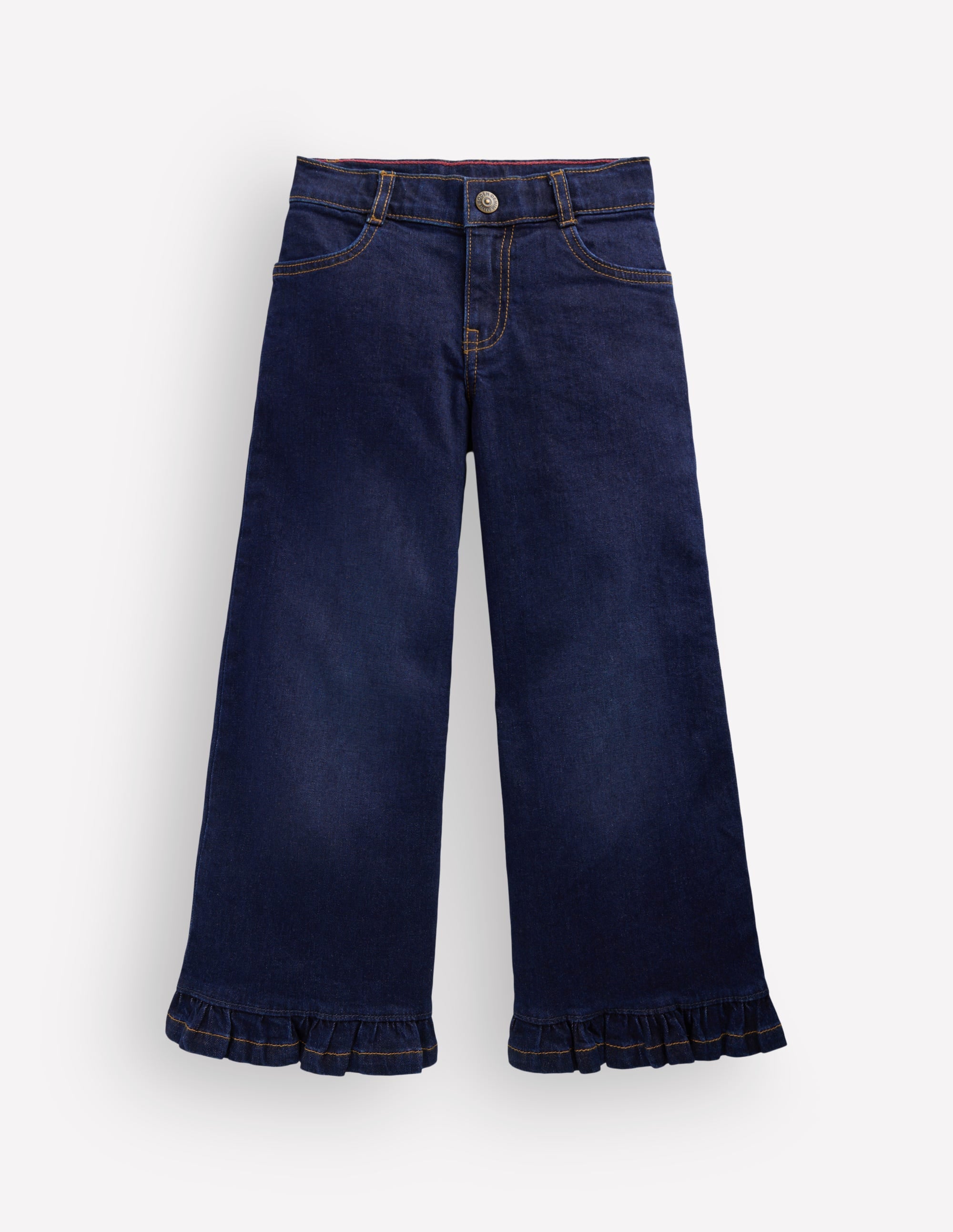 Jeans mit weitem Bein und Rüschensaum-Dunkle Waschung - Image 1